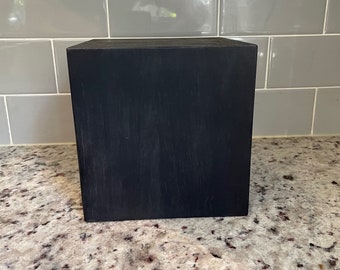 Large Black Wood 6 Inch square block riser, Black plant riser, Black wood block , decor risers, natural wood riser, holder.