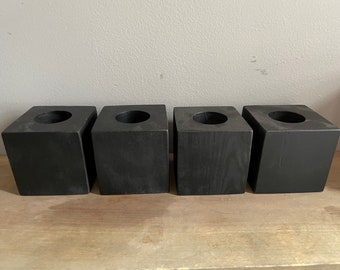 Set of 4 Black Furniture Risers- Solid Hard Wood