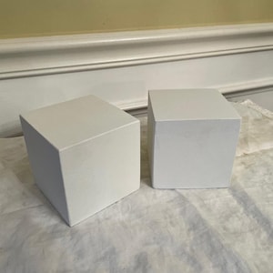 4 Inch Square Solid Wood Blocks Cubes White Color Set of 2
