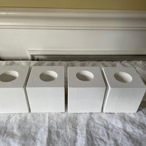 Set of 4 White Furniture Risers- Solid Hard Wood