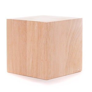4 Inch Solid Wood Block Cube 4x4x4 inches for DIY Projects