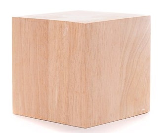 6 Inch Solid Wood Block Cube