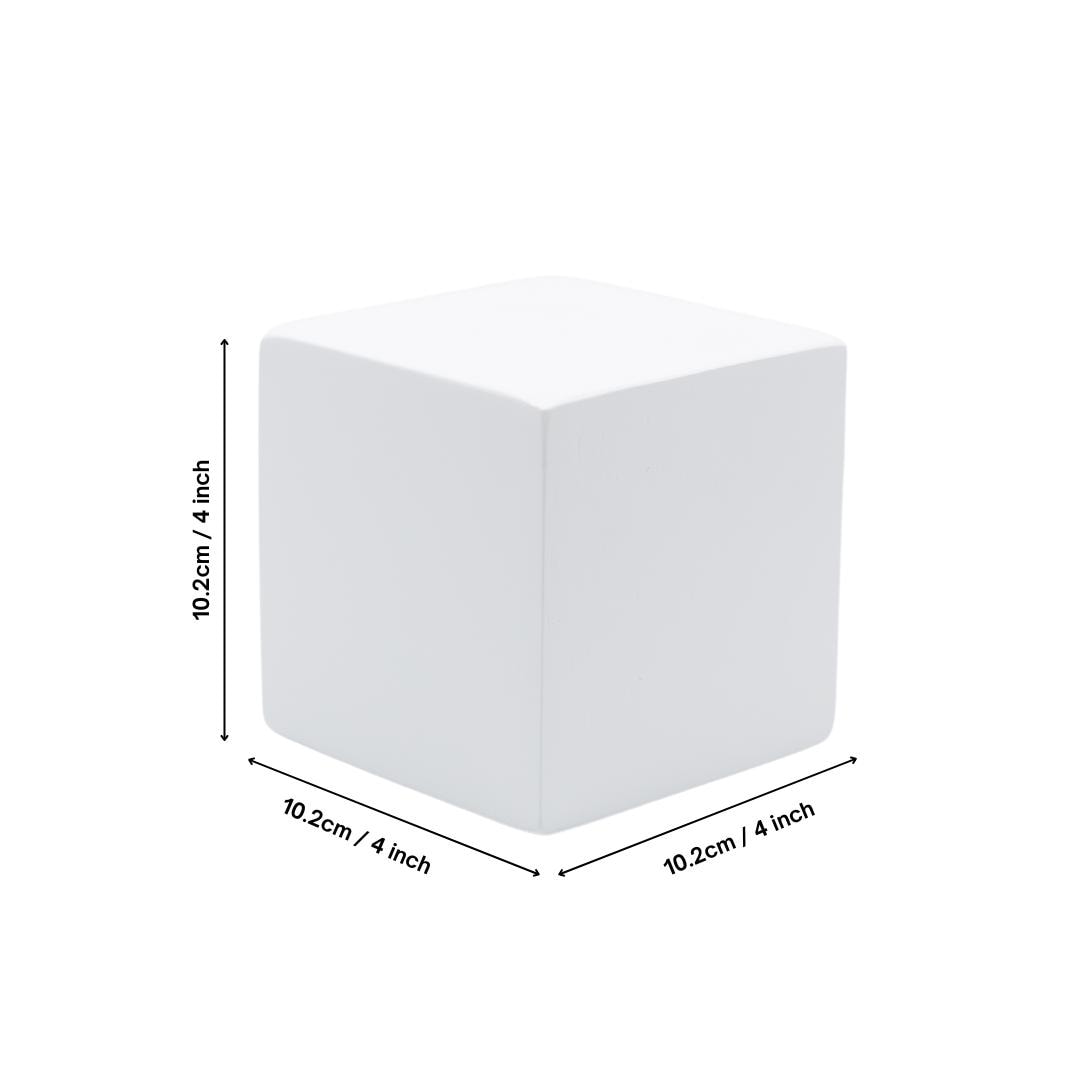 White 4 Inch Solid Wood Block Cube 4x4x4 inches