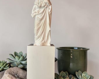 White Riser Display Stand 4x4x8 inches Solid Hardwood Sturdy Base Pedestal