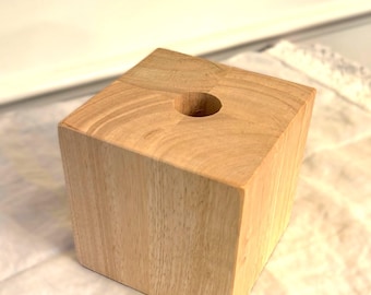 Custom Unfinished Hardwood Block – 3” or 4” Square with Your Choice of Drilled Hole Size