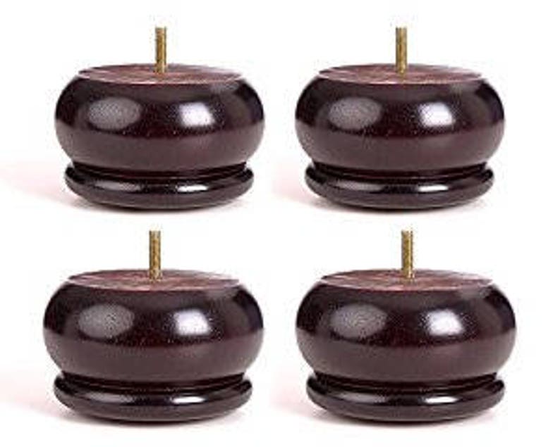 Mahogany Finish Bun Foot Wooden Sofa Legs Set of 4 Etsy