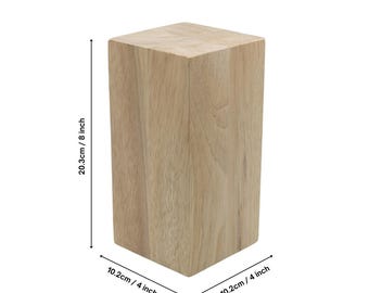 4 x 4 x 8 Inch Solid Wood Block Cube 4x4x8 inches for DIY Projects, Wood Turning Blank, Ready to Paint or Stain.