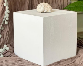 Large White Wood 6 Inch square block riser, White plant riser, White wood block , decor risers, natural wood riser, holder.