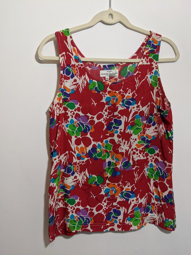 Vintage Guess by Georges Marciano Abstract Print Shell Tank Top in Viscose