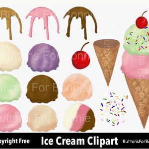 Eis-Clipart, PNG, transparenten zurück, Eistüte, Zuckerhut, Vanille, Erdbeere, streusel, Kirsche, Sommer, von Hand gezeichnet, Aquarell