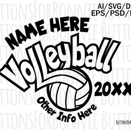 Volleyball Svg Volleyball Monogram Svg Dxf Png Eps Your | Etsy