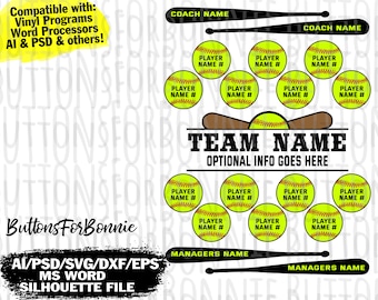 Softball Svg, softball vector, softball emblem, softball team, softball, stitching, cutting file, bat, swoosh, name, team name, shirt design