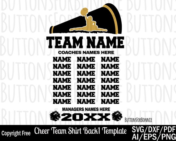 Download Cheerleader Svg Cheer Template Cheer Team Members Svg Back Etsy