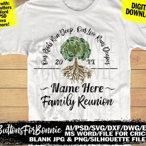 Family Reunion svg, our roots run deep, tree svg, roots svg, template, cutting file, reunion svg, family shirt svg, cricut, family tree, pdf image 1