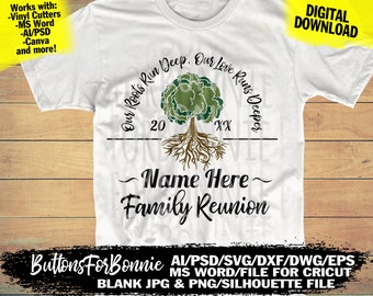 Family Reunion svg, our roots run deep, tree svg, roots svg, template, cutting file, reunion svg, family shirt svg, cricut, family tree, pdf