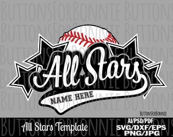 All Stars svg, Softball Svg, Baseball svg, template, emblem, softball team, Baseball team, stitching, cutting file, shirt design svg, eps