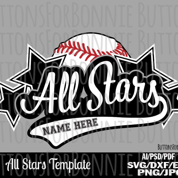 All Stars svg, Softball Svg, Baseball svg, template, emblem, softball team, Baseball team, stitching, cutting file, shirt design svg, eps