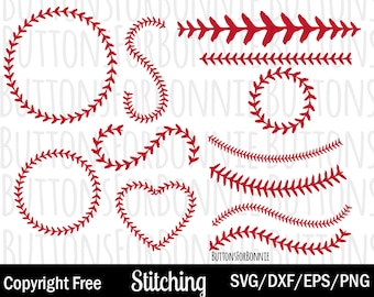 Softball stitching svg, baseball stitching svg, cutting file, stitching svg, all stars svg, eps, dxf, png, cricut, silhouette,