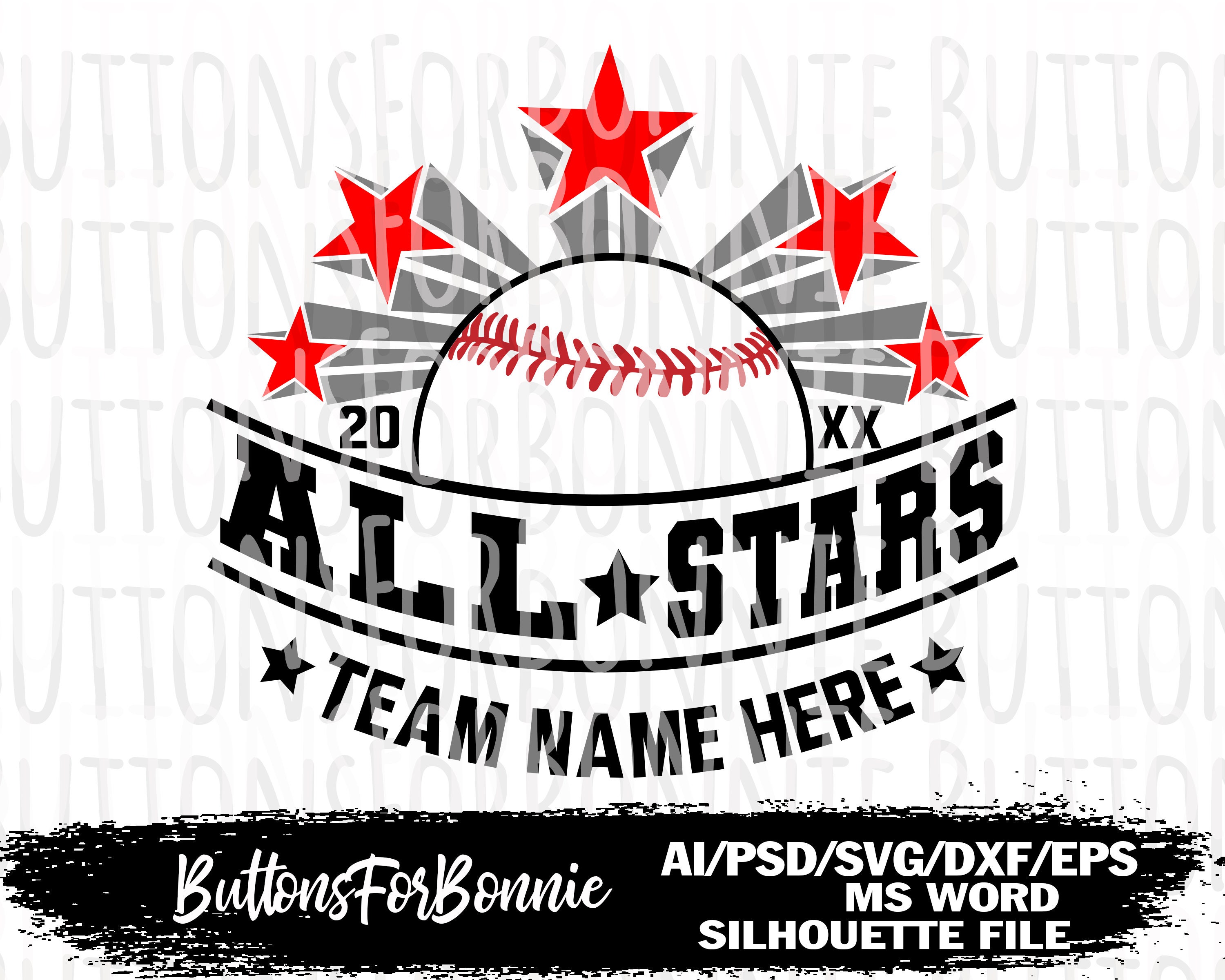 Baseball Svg, all stars svg, all stars baseball, vector, template, all  stars team, cutting file, stitching, shirt design, cricut, silhouette
