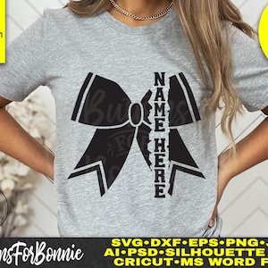 cheer bow svg, bow svg, template, cheer name svg, cheer mom svg, cut file, iron on, cricut, cheerleader svg, decal, printable, silhouette