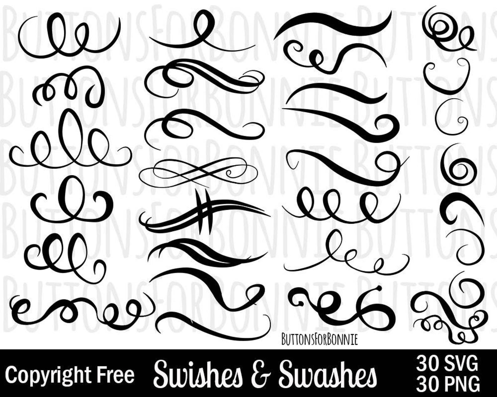 30 Swoosh Swirl Swash Vector Design Elementssvg PNG Etsy