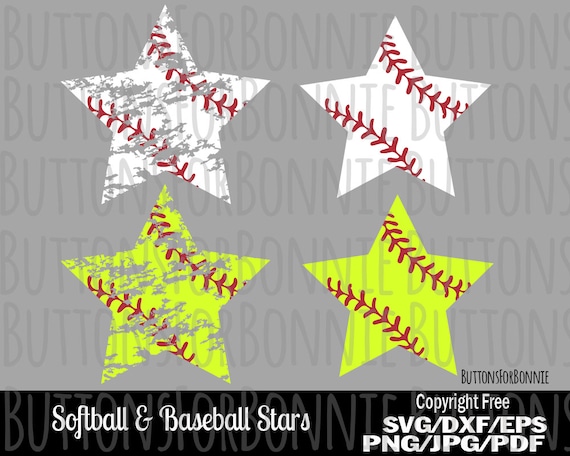 softball star, baseball star, softball star svg, baseball star svg, distressed softball, distressed baseball, digital cutting file, clipart