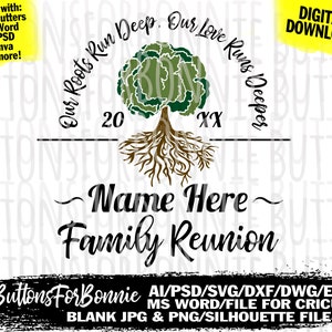 Family Reunion svg, our roots run deep, tree svg, roots svg, template, cutting file, reunion svg, family shirt svg, cricut, family tree, pdf image 2