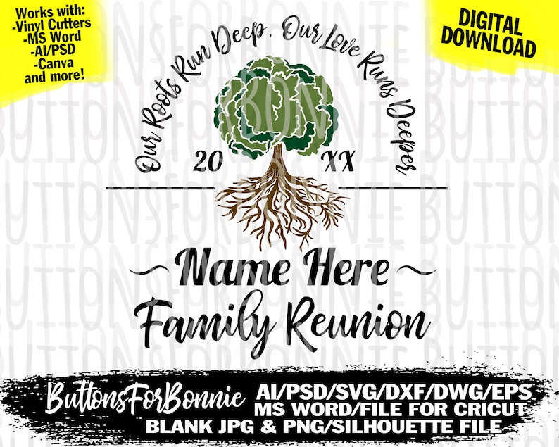 Family Reunion svg, our roots run deep, tree svg, roots svg, template, cutting file, reunion svg, family shirt svg, cricut, family tree, pdf image 2