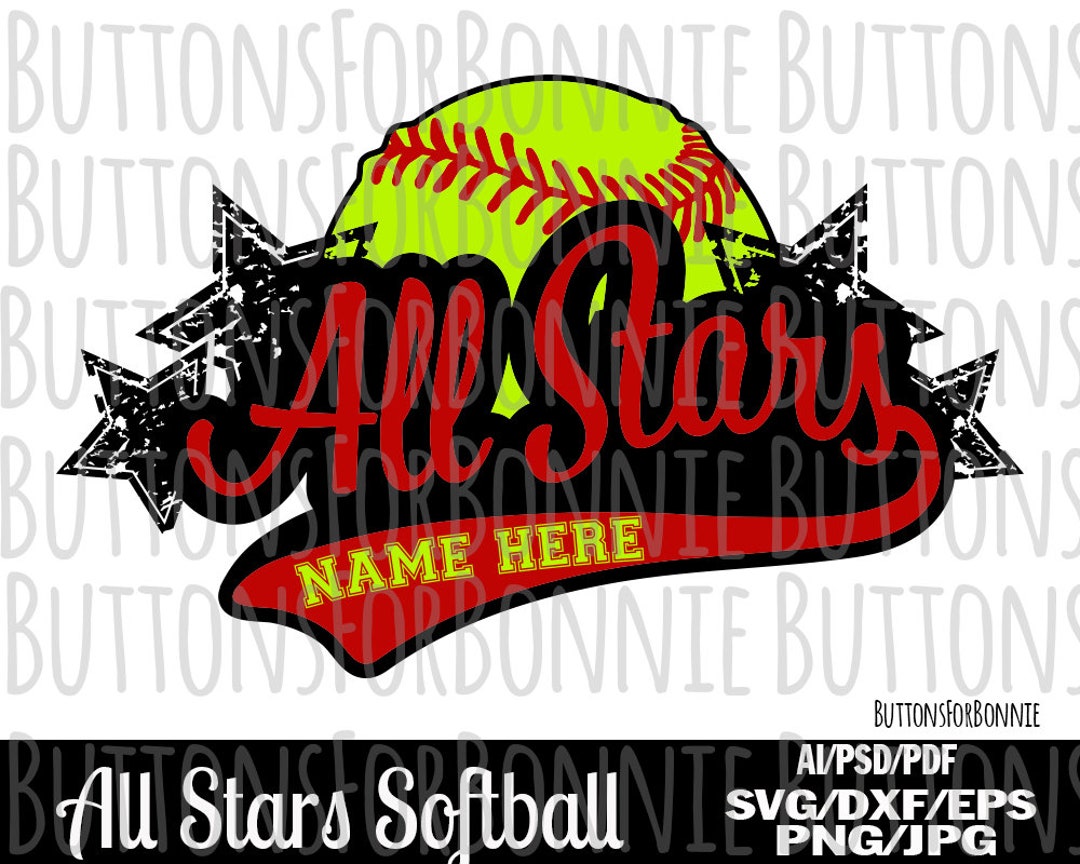 All Stars Svg Softball Svg Baseball Svg Template Emblem -  UK