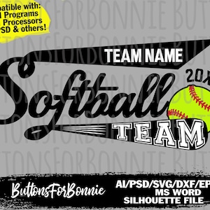 Softball Svg, softball vector, softball emblem, softball team, softball, stitching, cutting file, bat, swoosh, name, team name, shirt design