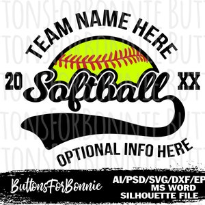 Softball Svg, vector, emblem, logo, template, softball team, stitching, cutting file, swoosh, name, team name, shirt design, cricut