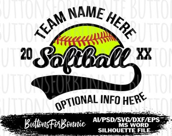 Softball Svg, vector, emblem, logo, template, softball team, stitching, cutting file, swoosh, name, team name, shirt design, cricut