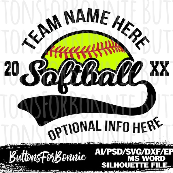 Softball Svg, vector, emblem, logo, template, softball team, stitching, cutting file, swoosh, name, team name, shirt design, cricut