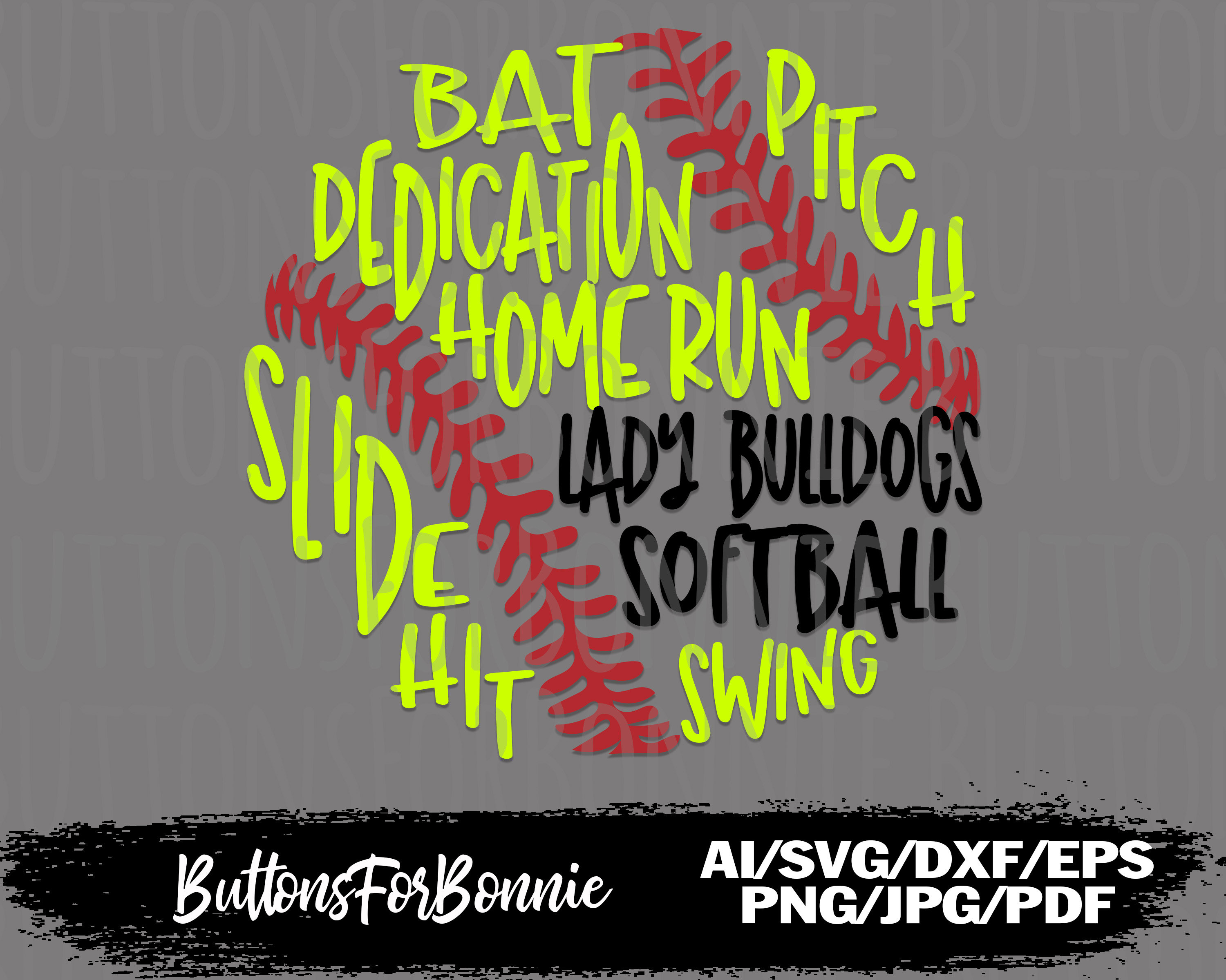 Softball svg Lady Bulldogs svg softball mom digital cutting | Etsy