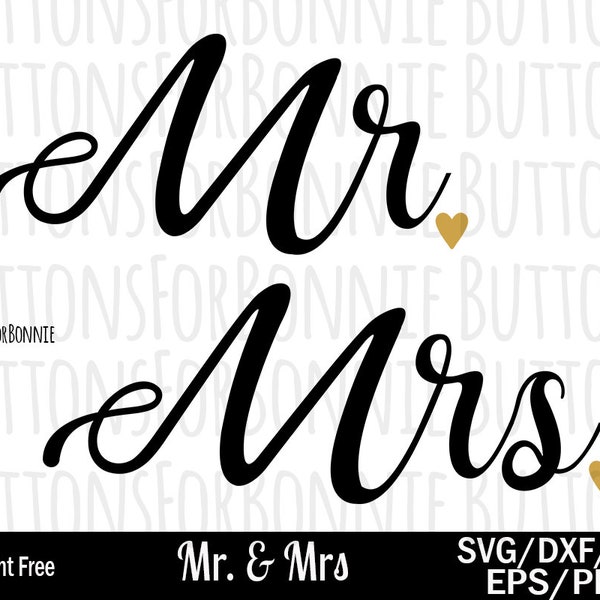 Mr and Mrs svg, wedding, tie the knot, cutting file, cricut, cameo, silhouette, eps, dxf, pdf, iron on, marriage, anniversary, engagement