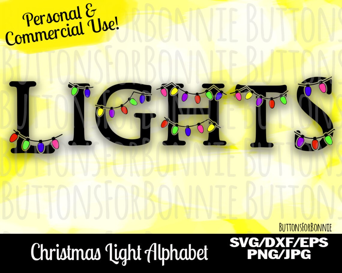 Christmas Lights Svg, Commercial Use, Cut File, Christmas Letters ...