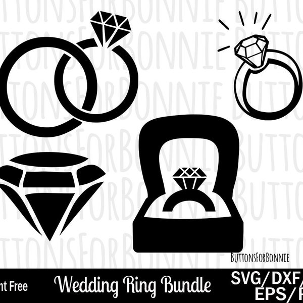 wedding ring svg, ring svg, wedding svg, diamond svg, connected rings, digital cutting file, engagement svg, bridal shower svg, bride svg