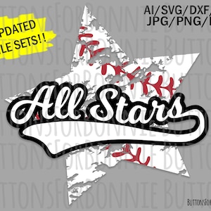 All Stars svg, Baseball svg, travel ball team, template, emblem, T ball team, Baseball team, stitching, cutting file, swoosh, shirt design