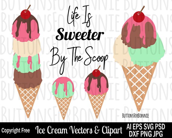 Ice Cream Svg Ice Cream Cone Cutting Files Cherry Svg Etsy