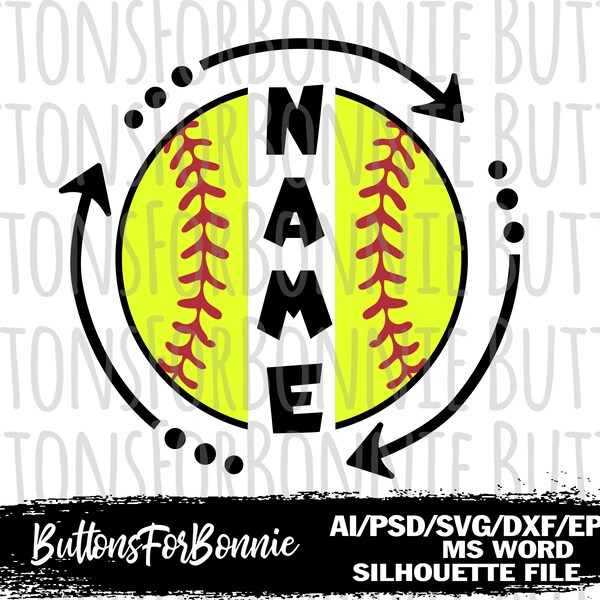 Softball template svg, Softball name svg, Softball mom svg, Softball emblem, cut file, Softball shirt svg, monogram, Cricut