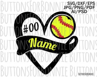 softball svg, softball template, softball mom svg, emblem, customize, softball heart, cutting file, shirt design, cricut, swoosh svg