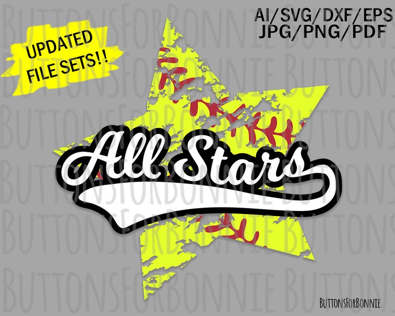 All Stars svg Softball Svg travel ball template emblem Etsy
