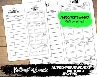 Printable Volleyball Lineup Sheet - Etsy