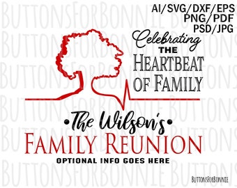 Family Reunion svg, heartbeat of family, family tree, family roots, tree svg, roots svg, template, cutting file, family shirt svg, cricut