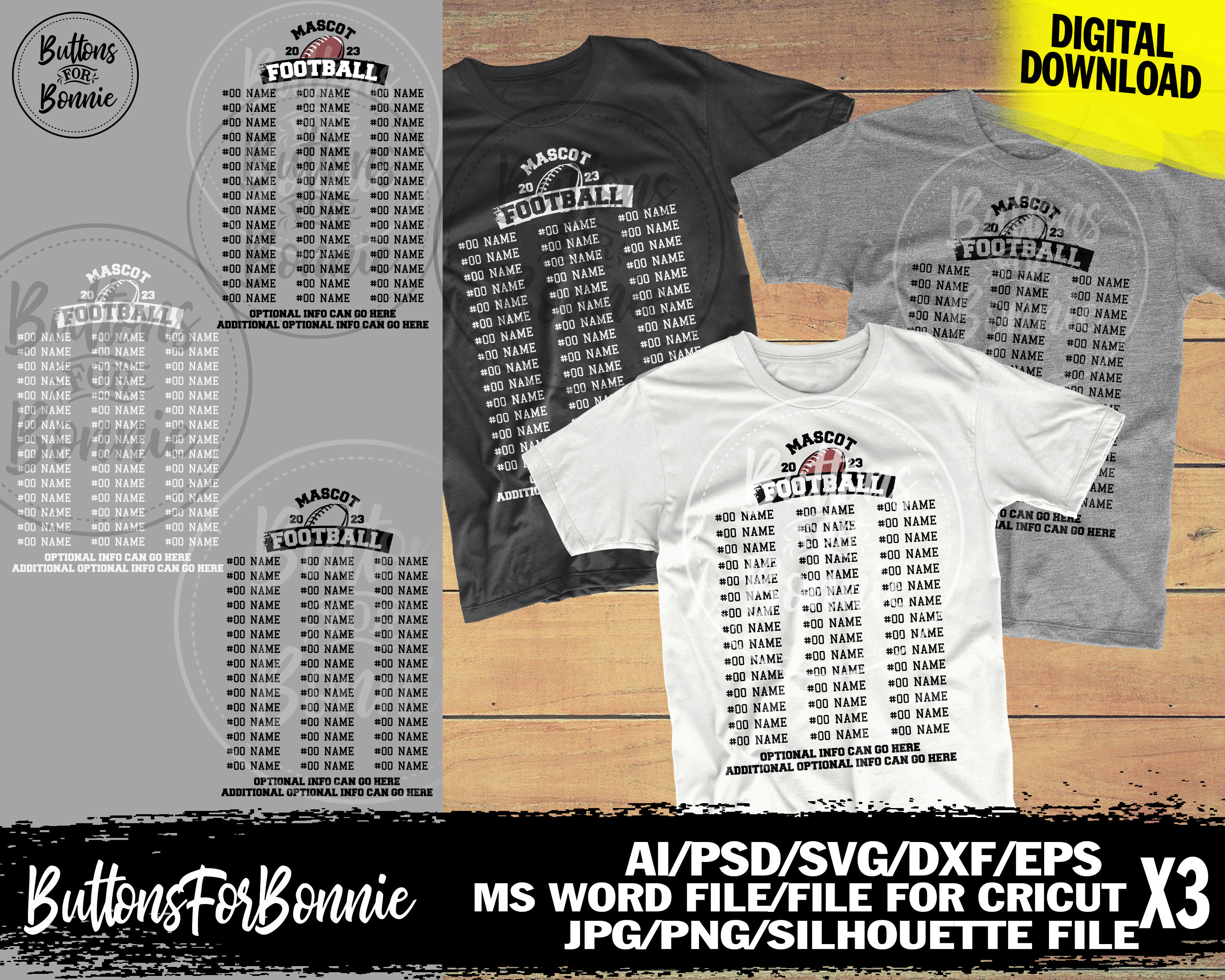 Football Roster, Football Svg, Template, Football Lineup, Football Team ...