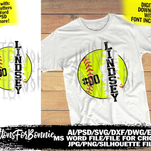 Softball svg, template, Softball mom svg, Softball shirt svg, cut file, iron on, cricut, name, Softball decal, Softball player svg, team svg