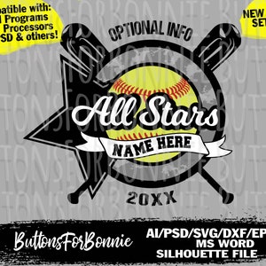All Stars svg, Softball Svg, Baseball svg, template, emblem, softball team, Baseball team, stitching, cutting file, shirt design svg, eps
