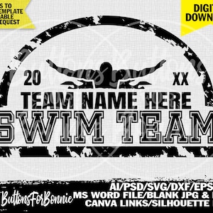 Swim team svg, template, swim mom svg, swim shirt svg, cut file, iron on, cricut, name, decal, swimmer svg, team svg, water svg, team shirt