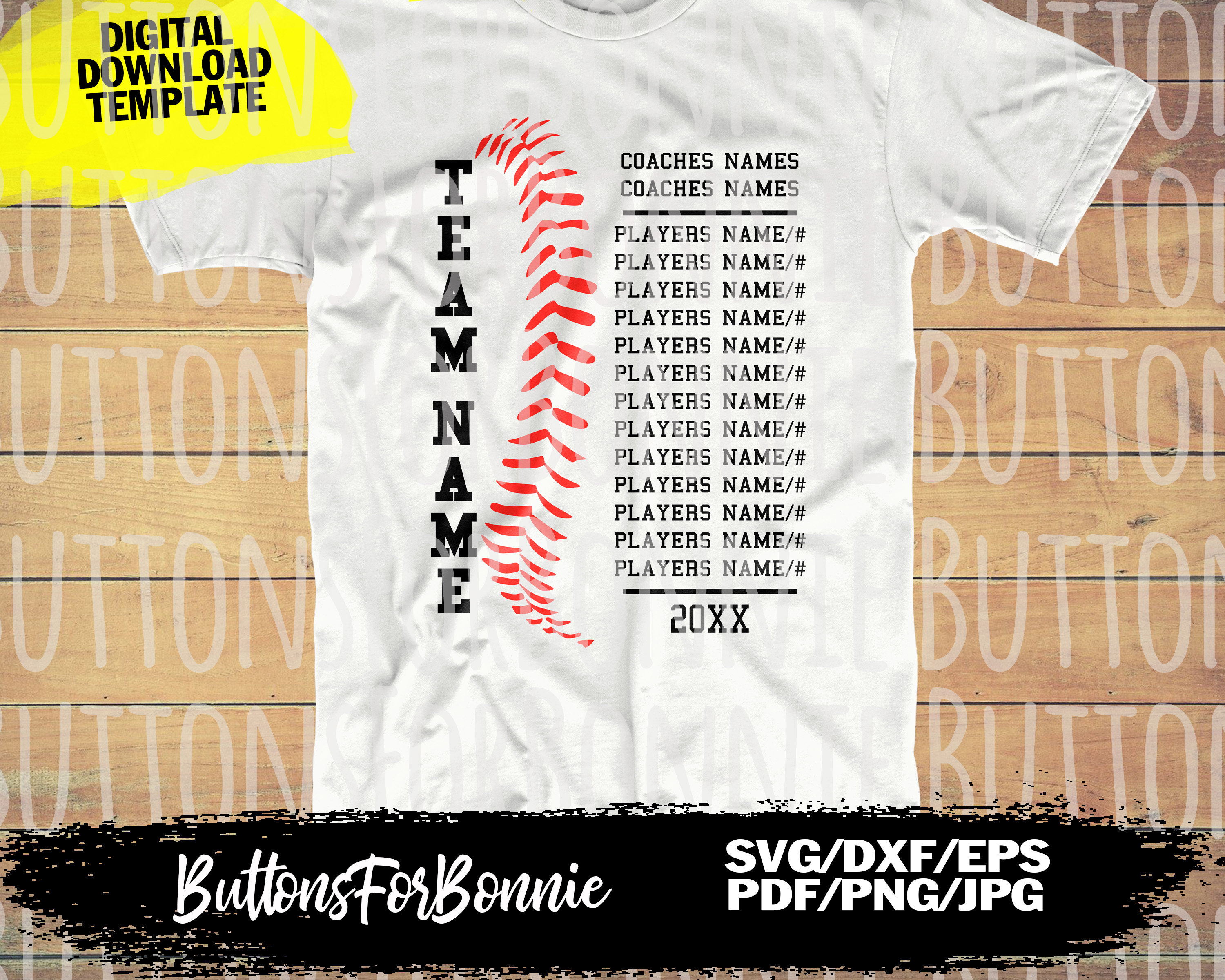 baseball team svg, softball team svg, players list svg, back of shirt svg, cut file, cricut, baseball template, softball template