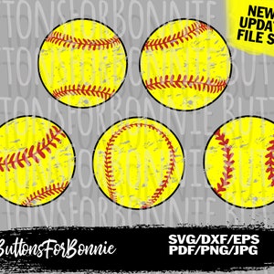 Softbol SVG, vector de softbol, costura, dxf, eps, pdf, png, desgastado, elemento, archivo de corte, archivo de vinilo, camiseta para niños, costuras de softbol, Cricut
